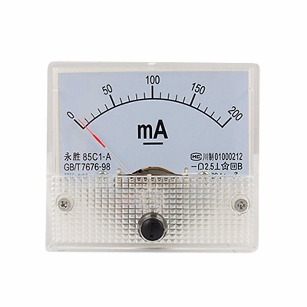 85C1-A 0-20mA 1mA 5mA 10mA 30mA 50mA 100mA 200mA 300mA 500mA Analog DC Current Panel Meter Ammeter