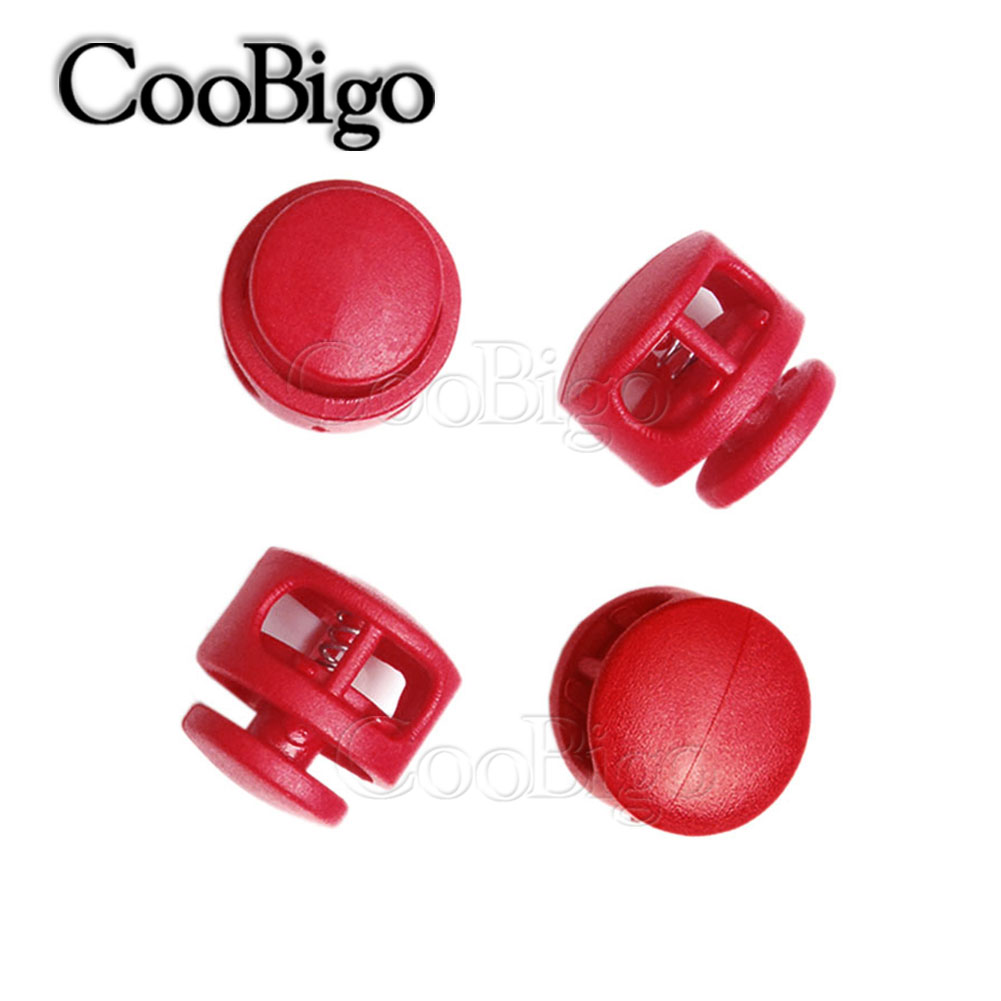 50PCS Double Hole Spring Cord Lock Round Ball Shaped Toggle Stoppers Stop Sliding Cord Fasteners Locks Buttons Ends Replacement