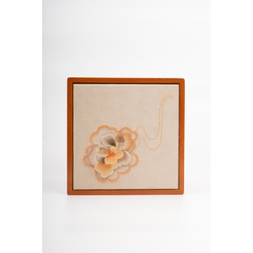 Bamboo Tea Box with Hand-Embroidered Cloud Flower Lid