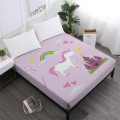Girls Lovely Unicorn Bed Sheets Colorful Rainbow Print Fitted Sheet Kids Cartoon Sheets Deep Pocket Mattress Cover Bedding D25