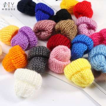 12Pcs Cute Knitting Mini Hats DIY Craft Supplie Headwear Brooch Crochet Toys Decor Jewelry Accessory Small Caps Christmas Gifts