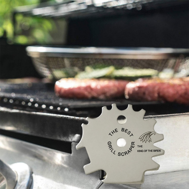 Cleaning Blade Barbecue Cleaning Tool Portable Stainless Steel Grill Scraper with The Best Grill Scraper Letters BBQ Accessories