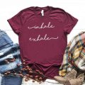 Inhale Exhale Print Women tshirt Cotton Hipster Funny t-shirt Gift Lady Yong Girl Top Tee Drop Ship ZY-455
