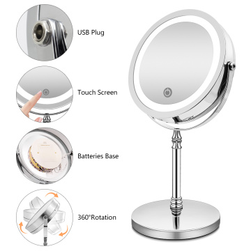 Makeup Mirror with Lights 10X 5XMagnification Double Sided Vanity Mirror USB Charging Touch Dimming Bath Mirrors Gift For Girll