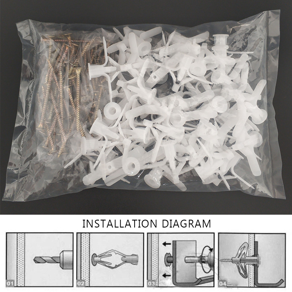 100pcs Expansion Drywall Anchor Kit With Screws Self Drilling Wall Home Pierced Special For Nylon Plastic Gypsum Board