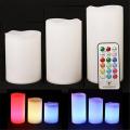 3Pcs Colorful Remote Control Candle Light LED Electronic Paraffin Wax Timing Candle Light Wedding Night Light (without Battery)