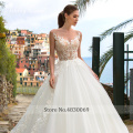 Ashley Carol A-Line Wedding Dress 2020 Elegant V-neck Lace Appliques Sleeveless Beach Bride Gowns Illusion Vestido De Noiva