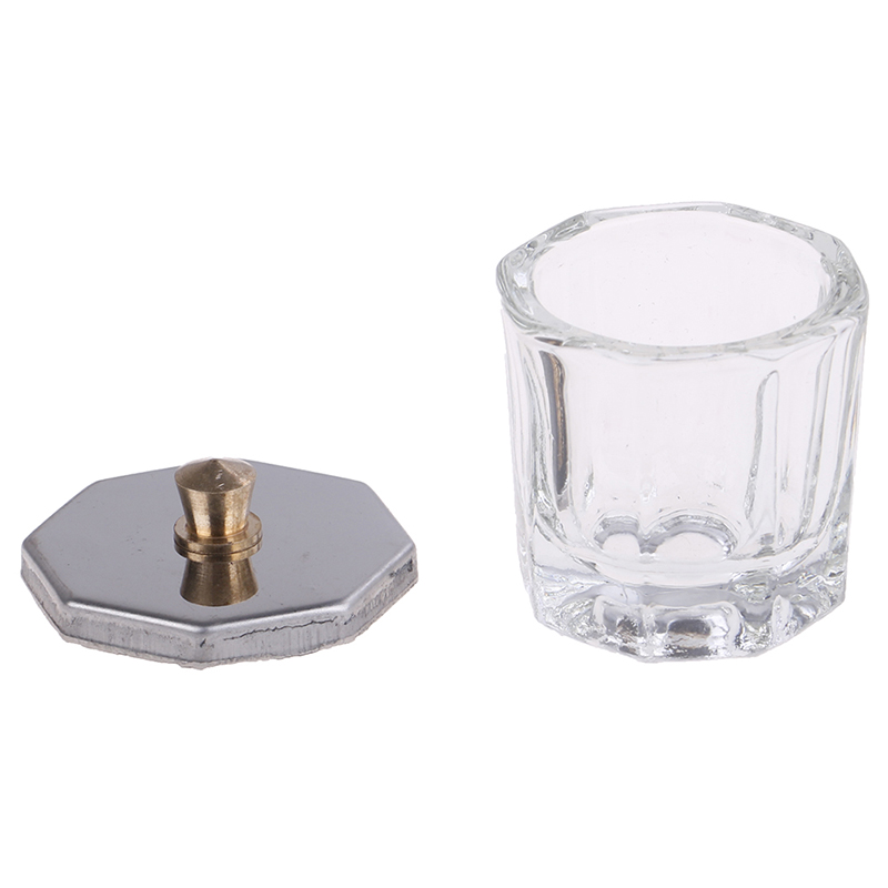 2Styles Liquid Powder Manicure Acrylic Nail Crystal Glass Dappen Dish Bowl Cup With Cap Acrylic Powder Liquid Cup Nail Art Tools