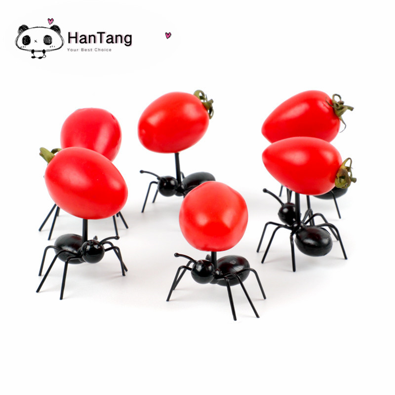 6pcs / 12pcs Lovely Mini Ant Fruit Fork Plastic Fruit Pick Kids Snack Cake Dessert Food Fork Kitchen Tableware Party Decor 5Z