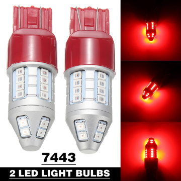 2pcs Car Auto Truck 7443 Red LED Strobe Flash Brake Stop Tail Light Parking Bulbs Lamp Rapidly Flash On Off 8 Times Parts