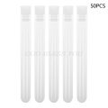 50Pcs/Pack 12x100mm Transparent Laboratory Clear Plastic Test Tubes Vials With Push Caps School Lab Supplies Drop Shipping