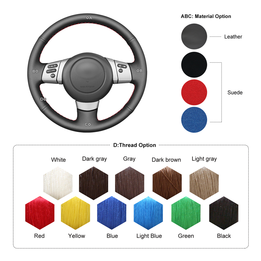 MEWANT Black Genuine Leather Steering Wheel Cover for Toyota FJ Cruiser 2006 2007 2008 2009 2010 2011 2012 2013-2014