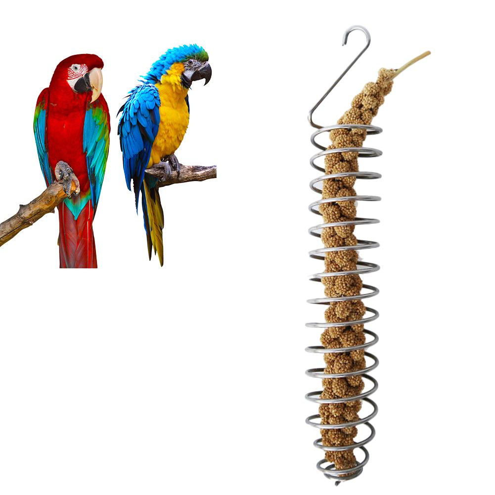 Stainless Steel Bird Feeder Fruit Vegetable Basket Feeding Perch Stand Holder Bird Toy Supplies Fruit Vegetable Millet Container