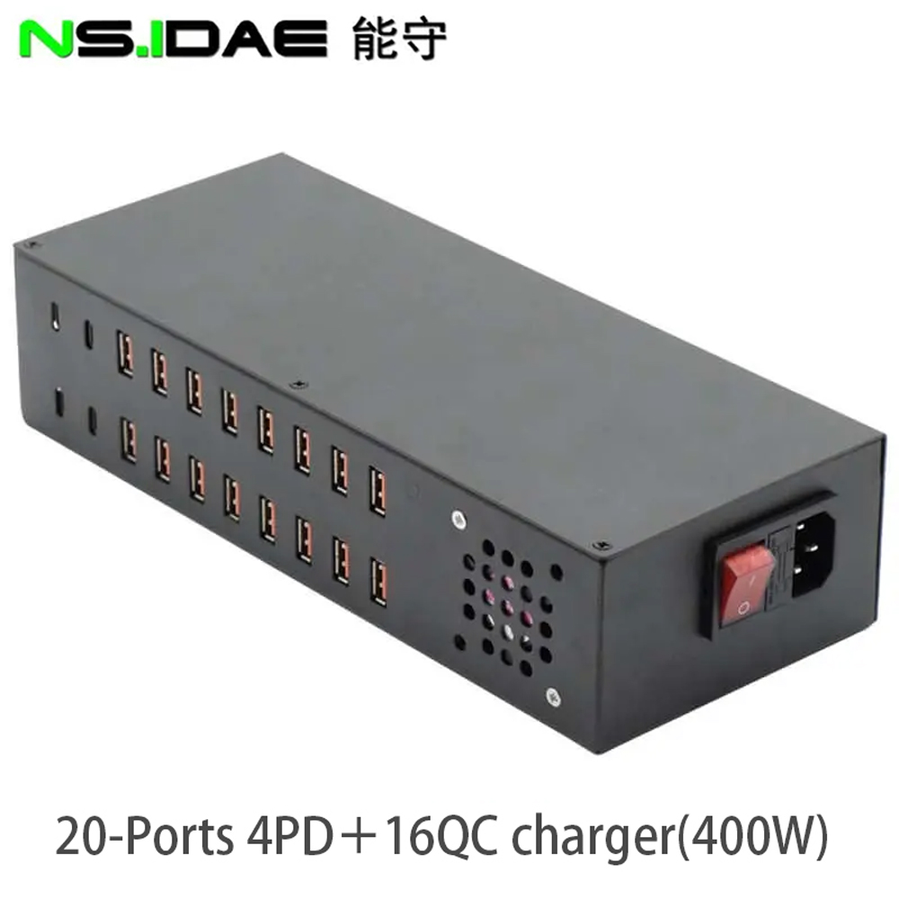 20-ports 4PD+16QC charger(400W) Fast Charging Protocol charger