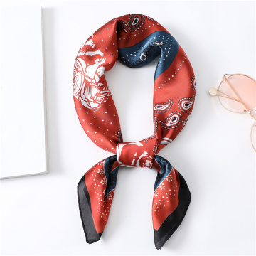 Cashew Print Silk Scarf Women Dot Color Matching Square Spring Summer Neck Scarves High Quality Vintage Shawls Lady Head Band