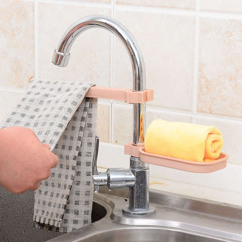 1Set Kitchen Accessories Faucet Shelf Towel Organizer Kitchen Drain Rack Kitchen Faucet Clip Type Soap Box Kitchen Gadgets