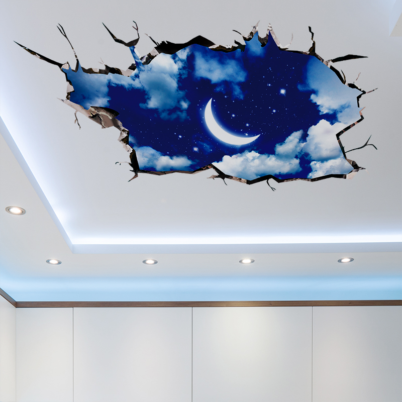 [shijuekongjian] Outer Space Wall Stickers Cosmic Galaxy Planet Mural Decals for House Kids Room Baby Bedroom Ceiling Decoration