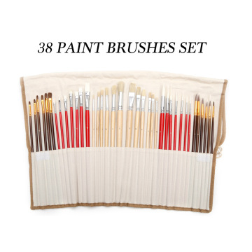 36/38pcs Assorted Paint Brushes Set Synthetic Natural Hair Brushes with Brush Case Art Supplies Watercolor And Oil Paint Brush