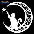 12*12cm Cute Cat touching Star moon Vinyl Decal Laptop Sticker Art Car Window Bumper Decoration Animals Pattern L828