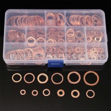 300PCs Copper Washer Nut and Bolt Set Flat Ring Seal Assortment Kit for Sump Plugs Water M5/M6/M8/M10/M12/M14