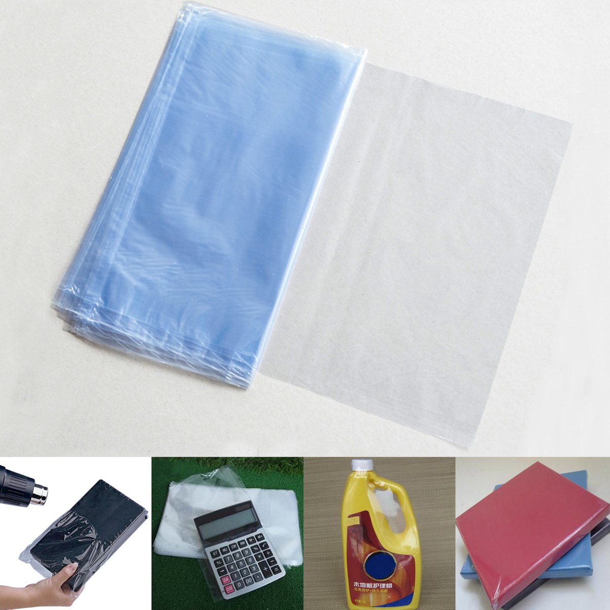 100Pcs 20X30cm Soft Transparent Blow Molding PVC Heat Shrinkable Bags Protective Film Cosmetic Packaging Plastic Materials