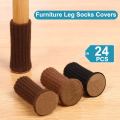 24 PCS Knitted Chair Leg Socks High Elastic Furniture Socks Pads Non-Slip Furniture Feet Caps Covers for Protect Floor