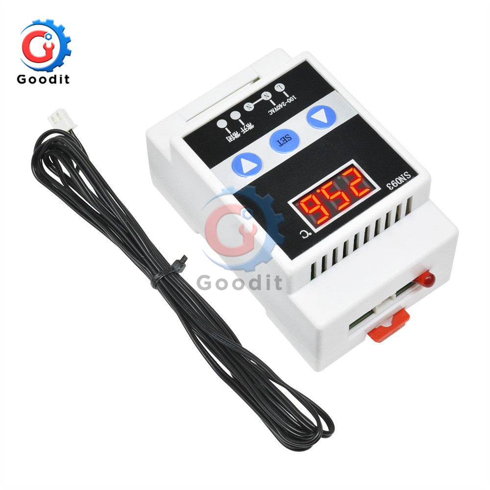 AC 110-240V Guide Rail Thermoregulator LED Digital Temperature Controller Thermostat Refrigeration Heating Temperature Control