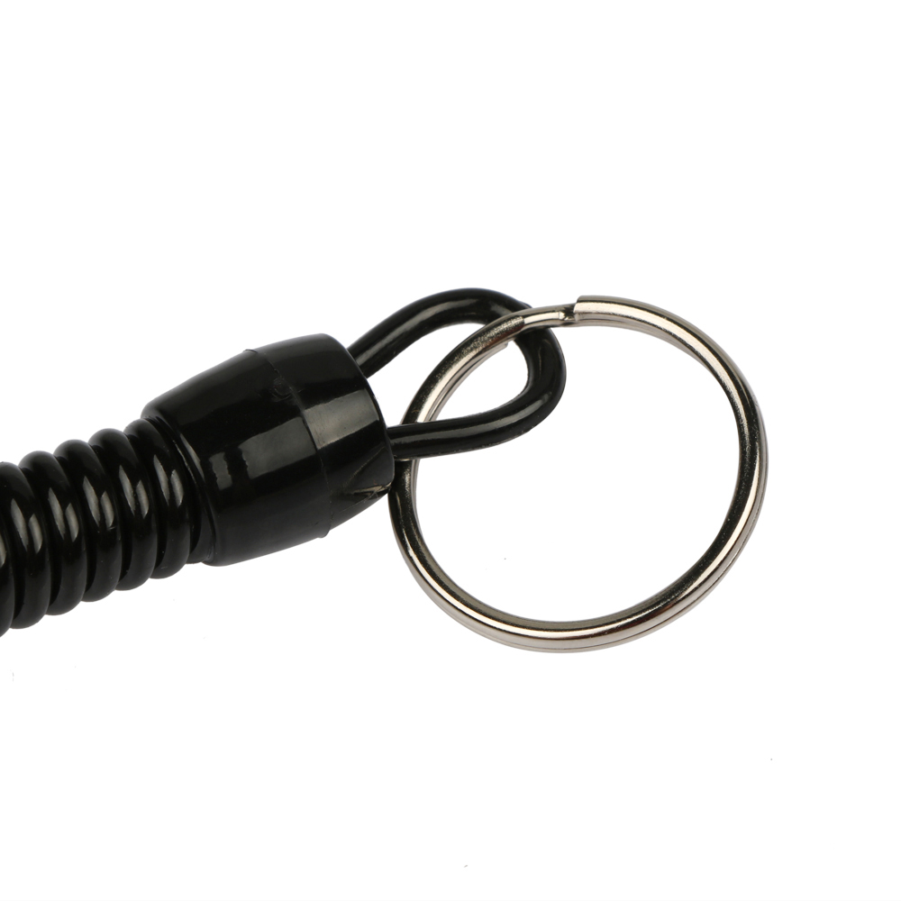 Goture 5pcs 22.5cm Black Fishing Lanyard Ropes Retractable Plastic Spiral Rope Tether Safety Line Fishing Accessories