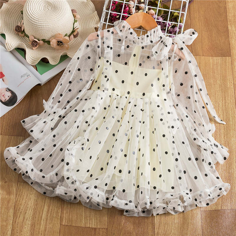 Elegant Flower Girls Dress Wedding Party Princess Dress Casual Kids Clothes Lace Long Sleeves Dress Children's Vestidos For 3-8T