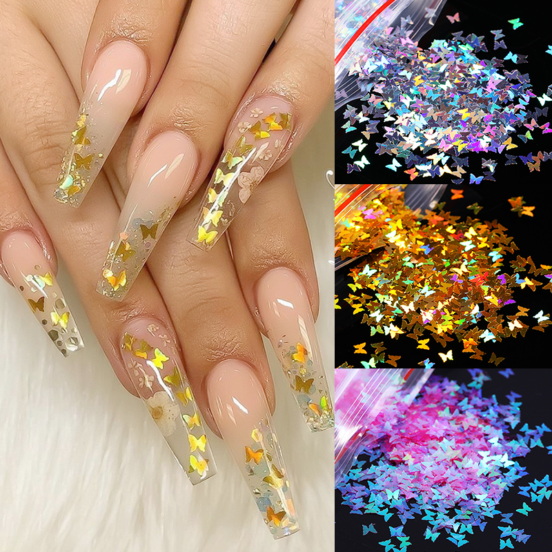 Butterfly Nail Sequins Glitter Style Moon Flakes Paillette Iridescent Maple Leaf Decoration 3d Nail Art Sequins Nail art