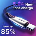 Fast Charging Super Charger 5A Type-C Phone Cable For Samsung S20 S9 S8 Xiaomi Huawei P30 Pro Fast Charging QC 3.0 Car Charger