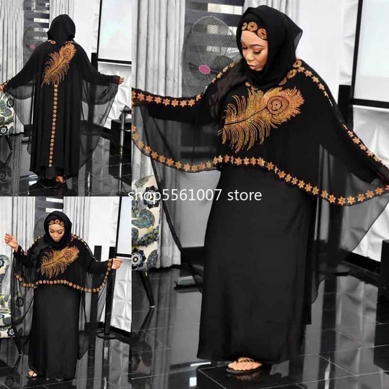 2 Piece Set Africa Dress African Dresses for Women Summer Dashiki Both Side Diamond Shawl Bazin Boubou Robe Africaine Clothes