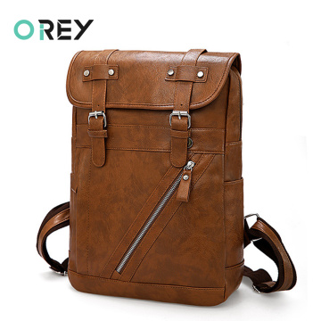 Vintage Men Backpack Waterproof PU Leather Travel Bag Man Large Capacity Schoolbag Teenager Boys Male School Laptop Backpacks