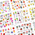 12pcs Cute Cartoon Nail Stickers Water Decals Banana Fruit Character ransfer Slider Nail Art Tattoo Manicure Foil Wraps 2020 New
