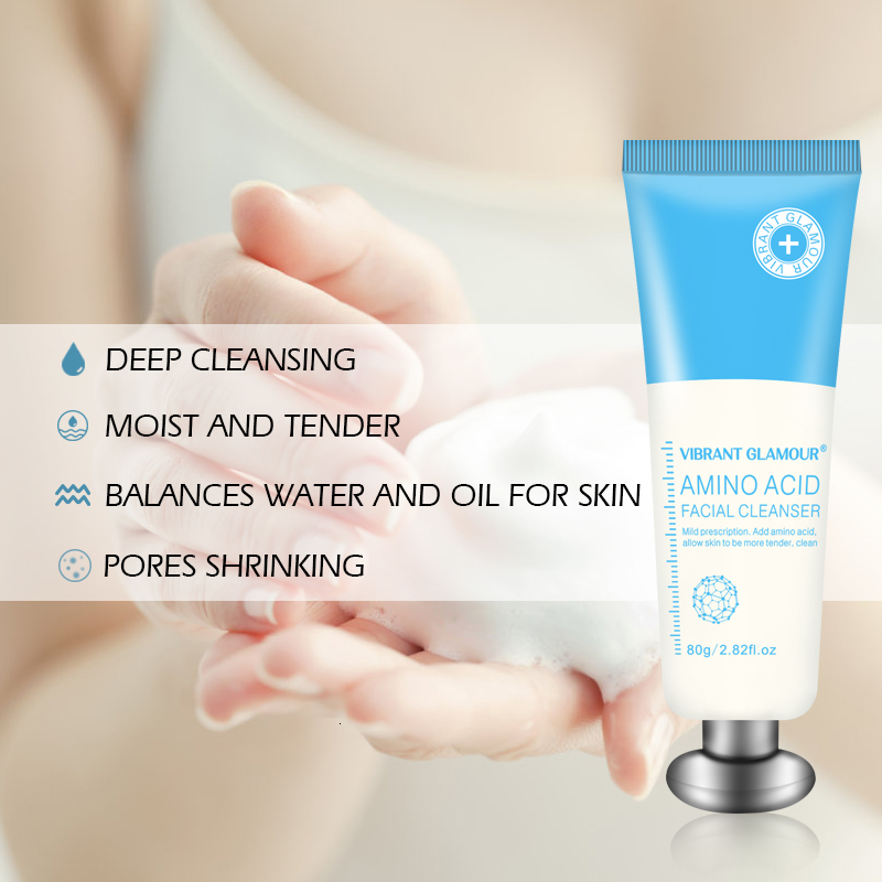 VIBRANT GLAMOUR Amino Acid Facial Cleanser Control-oil Shrink Pores Removing Acne Moisturizing Whitening Nourish Facial care