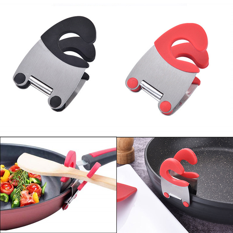 Stainless Steel Pot Pan Holder Spatula Clip Spoon Rest Pots Clip Kitchen Tools For Pan Lid Repose Pot Lid Holder