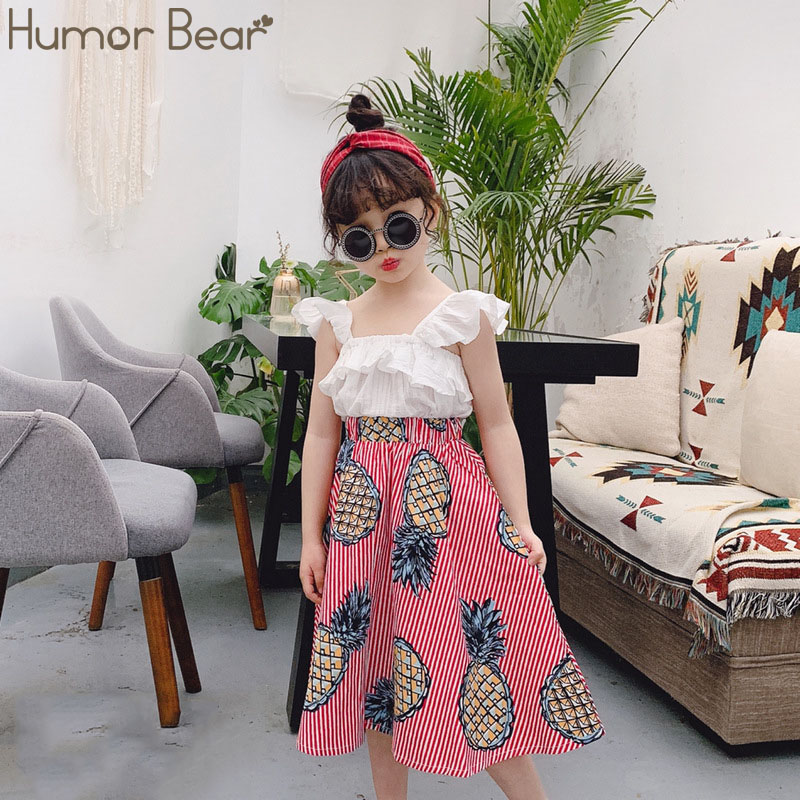 Humor Bear Girls Clothes New Fashion Summer Petals Shirt Sleeveless T-Shirt +Pants 2Pcs Suits Kid Clothes Toddler Kids Clothes