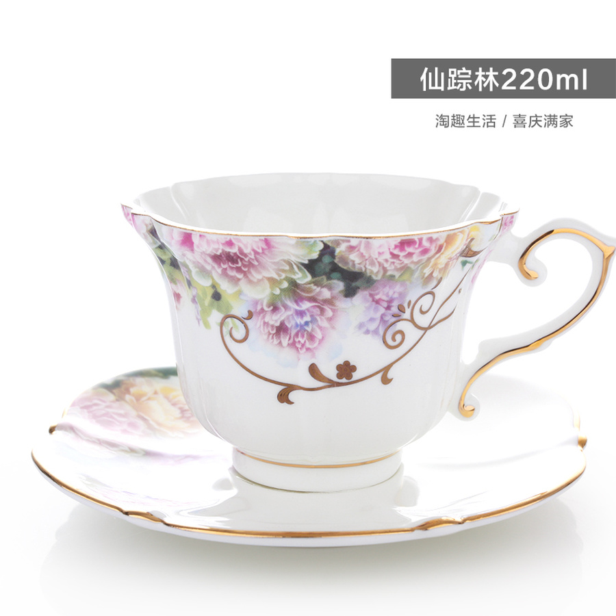 European Ceramic Tea Coffee Set English Luxury Royal Classic Bone China Tea Cups And Saucer Sets Ceramic Coffee Cup Rose HH50BD