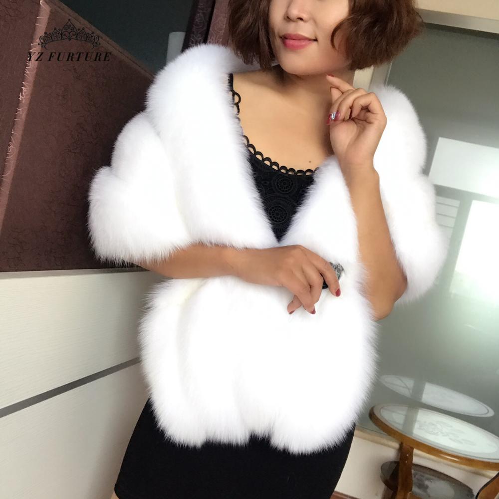 New Real Full Pelt Fox Fur Fur Coats Bridge Women Coat Fox Poncho Wedding Genuine Fur Cape Winter White Real Fox Fur Shawl