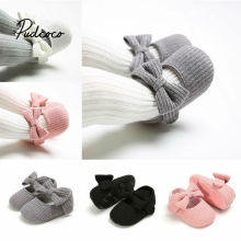 pudcoco 2020 New Baby Girl Shoes Newborn Infant First Walker Cottoon Sofe Sole Princess Bowknot Fringe Toddler Baby Crib Shoes