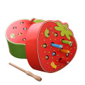 3d Montessori Wooden Toys Caterpillar Eats The Apple Kids Catch Worms Matching Puzzle Games Early Education Interactive Math Toy