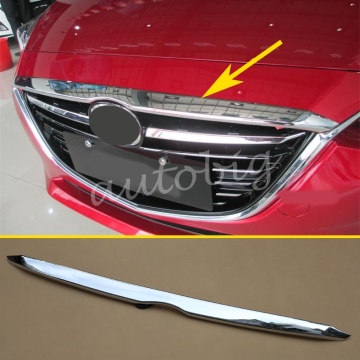 Engine Hood Cover Trims Front Bonnet Molding Grille FOR 2014 2015 2016 Mazda 3 Mazda3 BM Accessories Parts Glossy Chrome