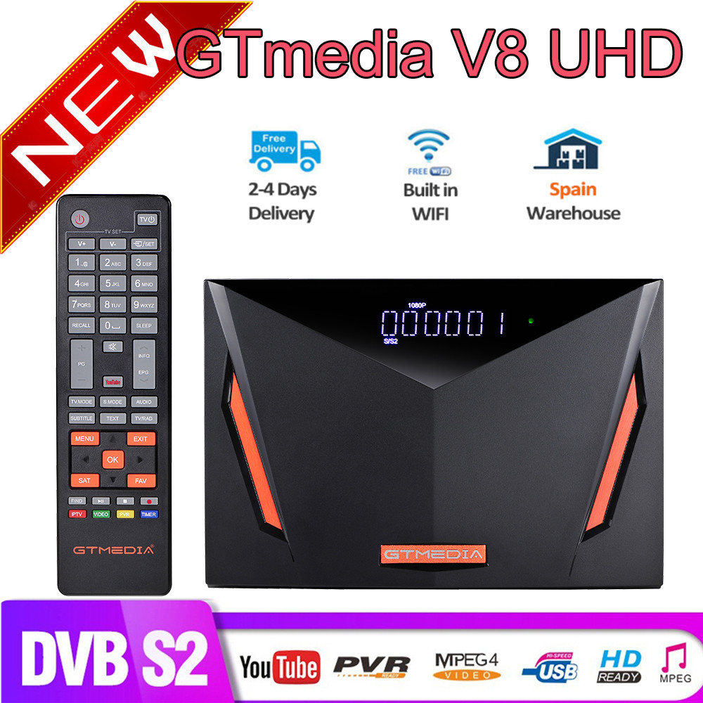 NEW Gtmedia V8 UHD DVB-S2 satellite tv receiver Built in wifi Powered by Gtmedia V8 NOVA upgrade receptor freesat v8 UHD