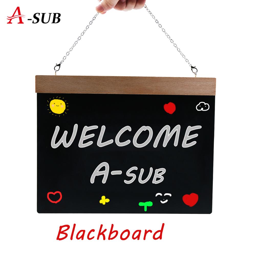 A4 Blackboard Rectangle Hanging Rope Wooden Double Sided Erasable Chalkboard Wordpad Message Black Board Office School Supplies