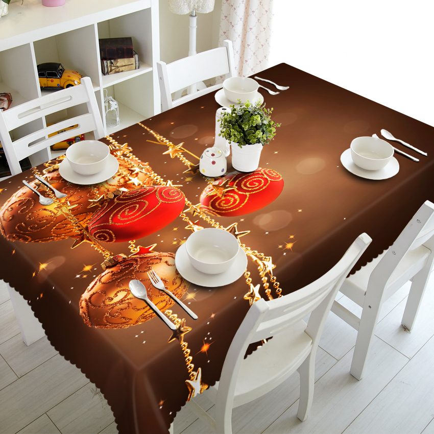 Rectangular 3D Tablecloth Red Exquisite New Year Present Pattern Dustproof Thicken Cloth Christmas Party Table Cloth