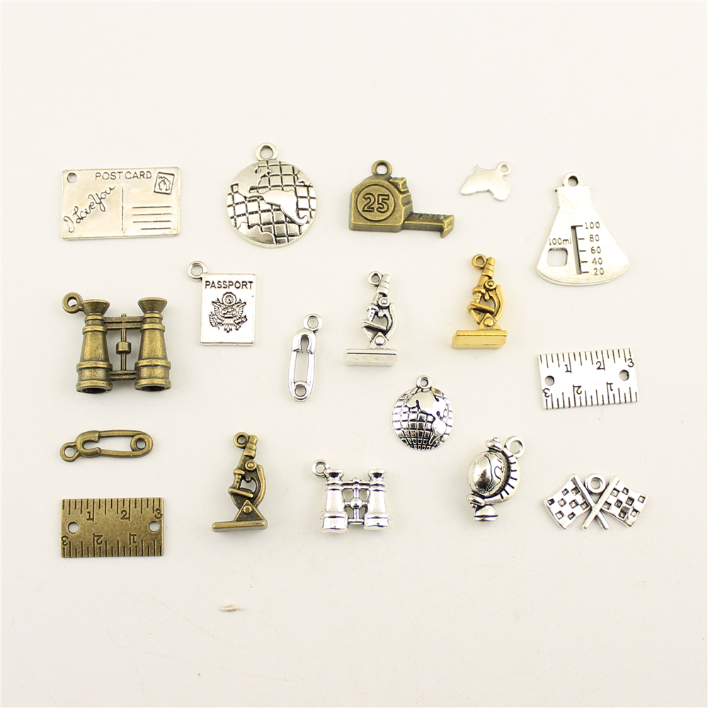 10pcs Charms For Jewelry Making Teaching Globe Telescope Microscope Measurement Accessories Parts Creative Handmade