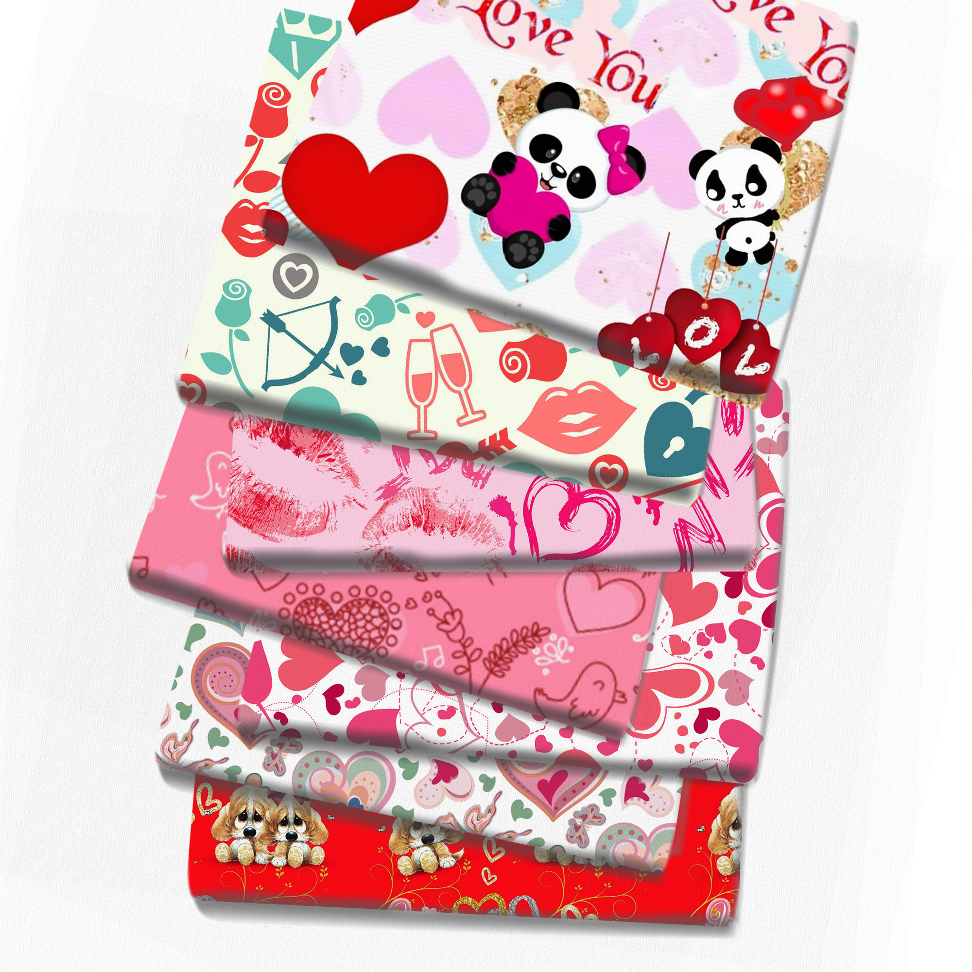 Patchwork Heart Printed Cotton Lycra Fabric for Tissue Sewing Quilting Fabrics Needlework Material DIY Handmade,c14894