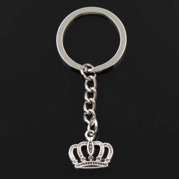 Fashion Crown 12x18mm Pendant 30mm Key Ring Metal Chain Silver Color Men Car Gift Souvenirs Keychain Dropshipping