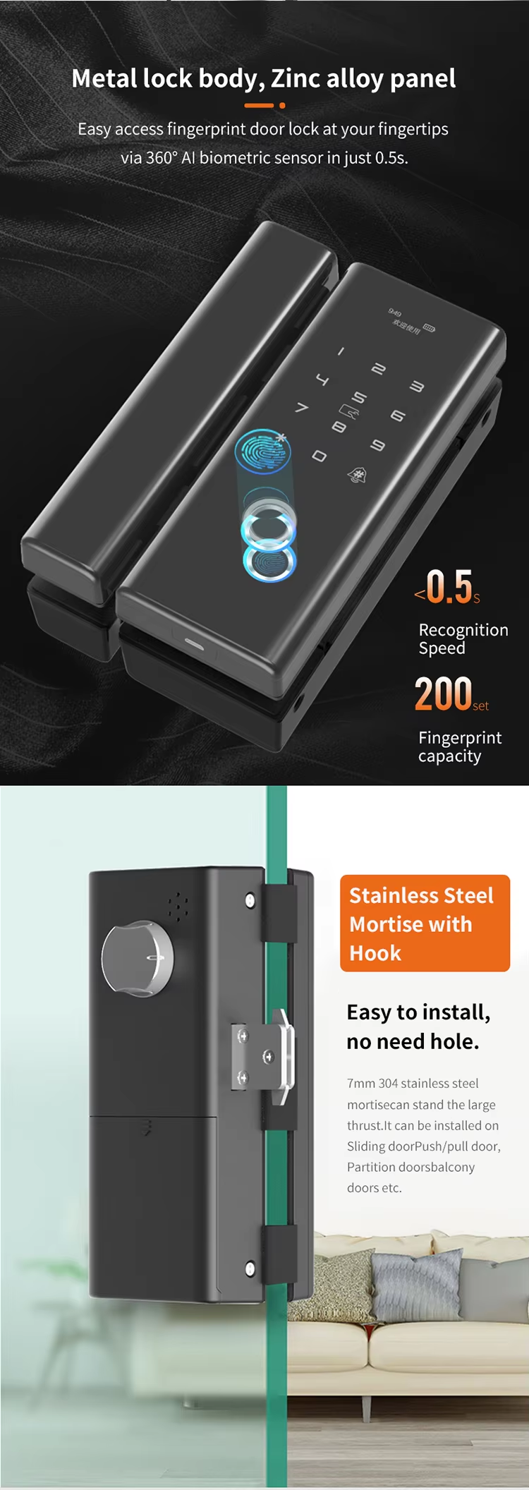 2 tuya glass door lock