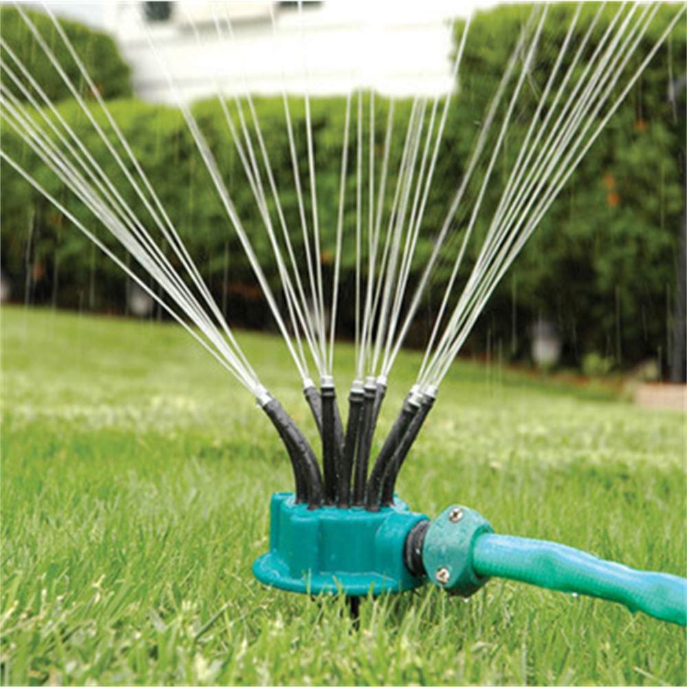 Garden Sprinklers Automatic Watering Grass Lawn 360 Degree Rotating Water Sprinkler 12 Nozzles Pipe Hose Spray Irrigation Tool